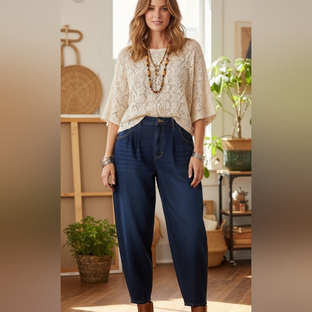 City Blues Balloon Style Dark Wash Stretch Jeans Size 14